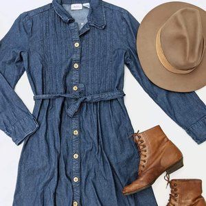 Denim Midi Dress Denim Prairie Dress Cottagecore Farm Dress Size Medium Button